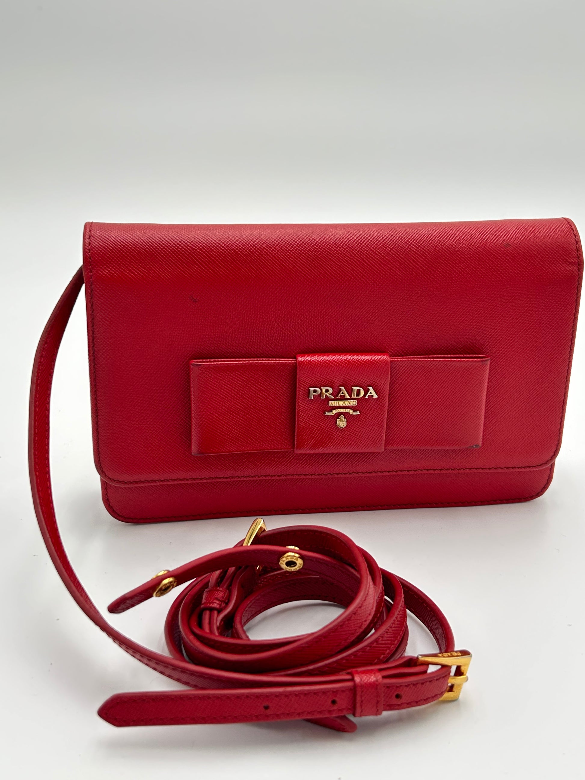 Prada Bow Flap Wallet on Strap